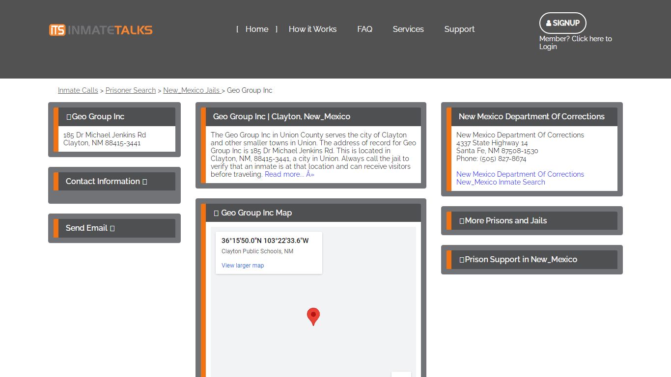 Geo Group Inc in Clayton NM - InmateTalks