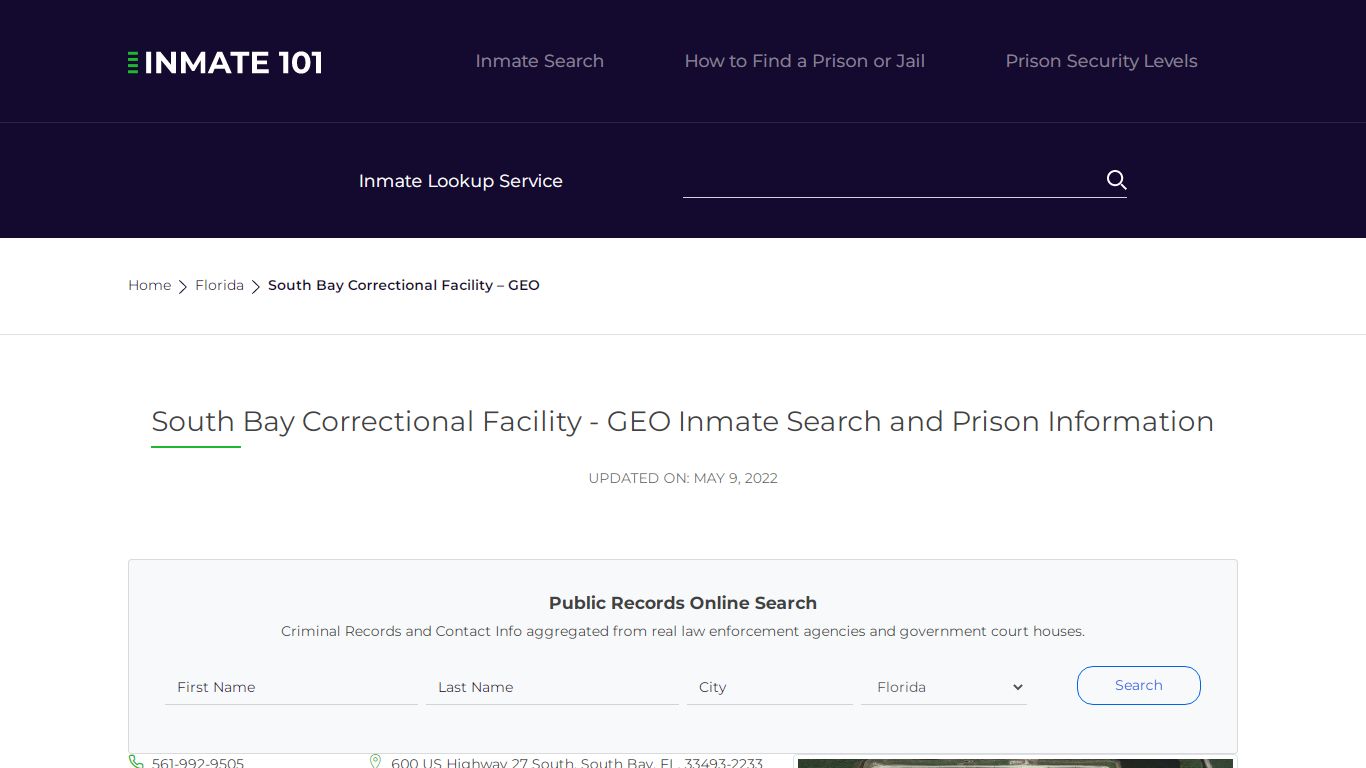 South Bay Correctional Facility - GEO Inmate Search ...