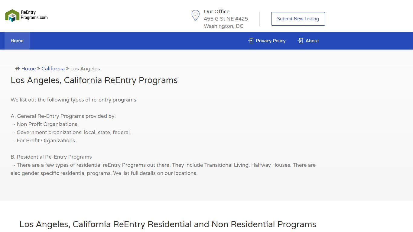 Los Angeles CA ReEntry Programs